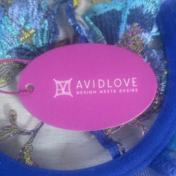 Avidlove Bra Embroidered Floral Underwire Small Blue New Unlined - Picture 7 of 8